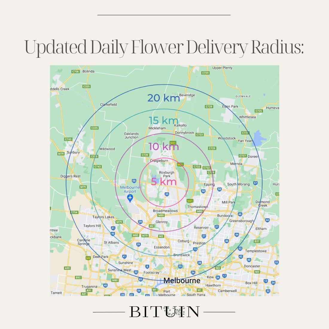 Bituin - Melbourne flower delivery radius